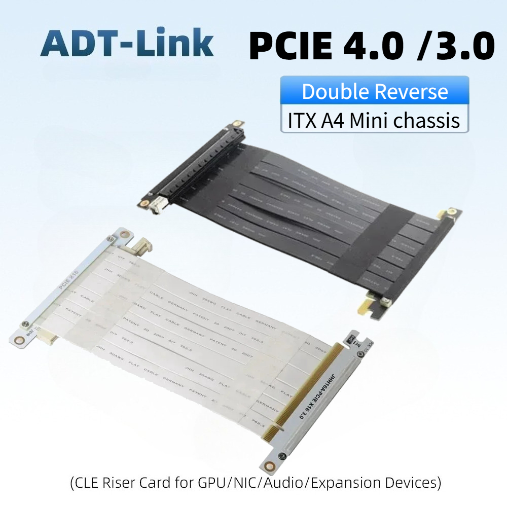 Pcie Extension Cable - Black & White Double Reverse Graphics