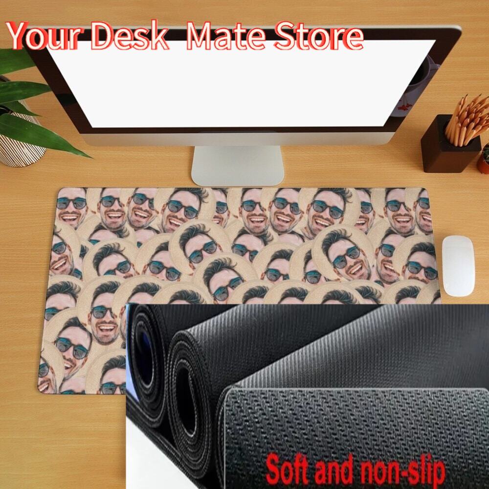 Gaming Accessories Photo - Custom Face Desk Mat Crazy Faces