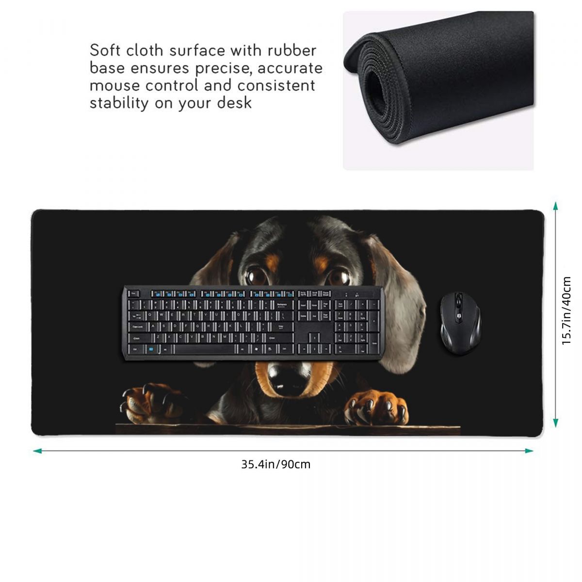 Large Mouse Pad Black Dachshun - Gaming Accessories Photo review and price