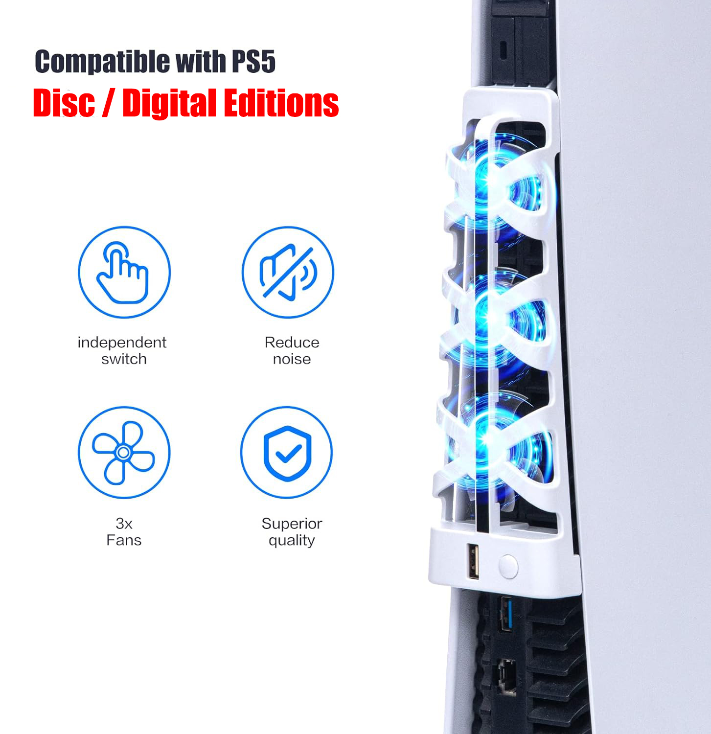 For PS5 Slient Cooling Fan wit - Gaming Accessories Led review and price